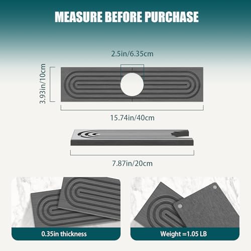 2 PCS Diatomite Stone Faucet Mat for Kitchen Sink, Dark Grey, Quick Drying Water Absorbing Pad, Sink Splash Guard & Protector for Kitchen and Bathroom Counter (Gray-Short) - color: Gray-Short