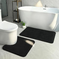 HOMORE Black Bathroom Rug Set 2 Piece,Soft Absorbent Bath Mats Set,Machine Washable Bath Rug Sets for Bathroom Non Slip,(21"x34"+21"x21") Plush Shaggy U Shape Contour Toilet - color: Black