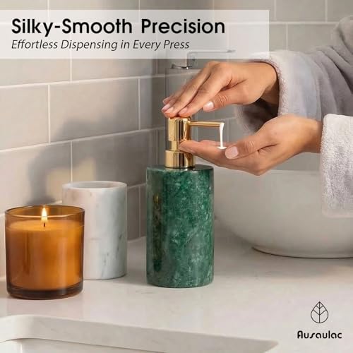 Marble Soap Dispenser, Hand Soap Dispenser for Bathroom Kitchen Countertop - Lotion and Liquid Soap Dispenser (1, Green) - color: Green