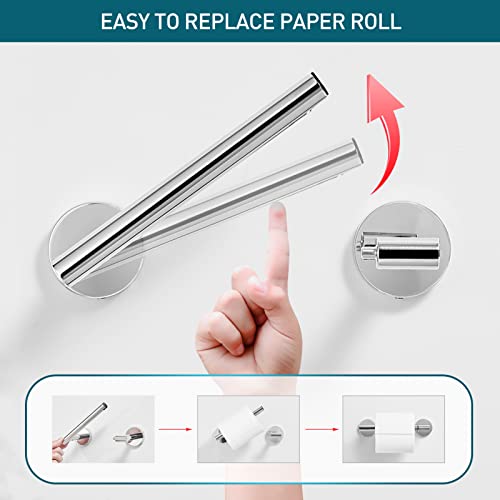 POKIM Polished Chrome Toilet Paper Holder, Stainless Steel Double Post Pivoting Wall Mount Holder, Fits Mega Large/Jumbo Rolls, Commercial Bathroom Tissue Dispenser for Home & Commercial Use - color: Polished Chrome, size: Classic