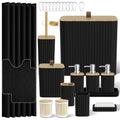 Bathroom Accessory Set - Black Bathroom Set, 27PC Bathroom Accessories Set, Bathroom Sets with Shower Curtain and Rugs, Mini Trash Can, Toilet Brush, Trash Can & Soap Dispenser - size: Bathroom Set&Shower Curtain &Rugs, style: Black