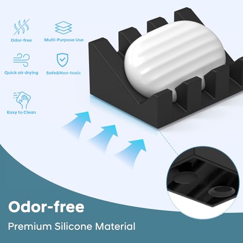 Soap Dishes with Suction Cups, Silicone Soap Holder & Saver with Drainage, Bar Soap Holder for Shower for Bathroom, Kitchen, Bathtub, Easy to Clean, Keep Soap Dry, Extend Soap Life(Grey) - color: Grey