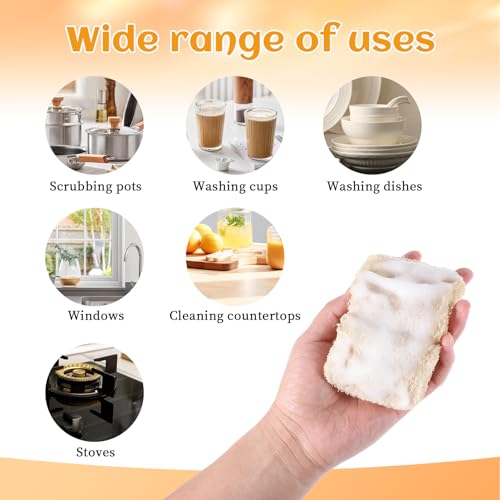 6 PCS Natural Loofah Dish Sponge,2.3 * 4,3 Inches Loofah Kitchen Sponge,Eco Sponges Kitchen,Natural Sponges for Dishes,No Damage Tableware