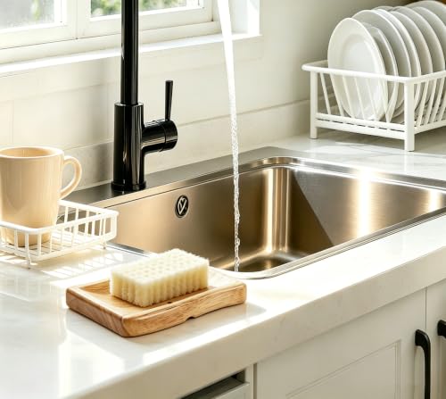 Wooden Soap Dish, Wavy-Shaped Soap Holder with 3 Draining Holes Design, Countertop Soap Saver for Shower/Bathroom/Sink/Kitchen, Self Draining Soap Tray Container, Natural - color: Natural