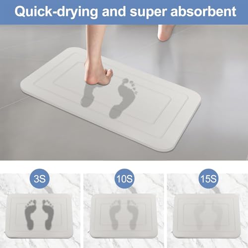 2 Pack Stone Bath Mat, Diatomaceous Earth Shower Mat, Non-Slip Super Absorbent Quick Drying Bathroom Kitchen Floor Mat (Ash Gray, 24x15) - color: Ash Gray Rectangle
