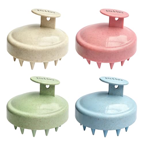 Ella & Sara 4PCS Scalp Massager for Hair Care Scalp Exfoliator Scalp Scrubber for Hair Growth with Soft Bristles, Scalp Exfoliator Brush Dandruff Removal Shampoo Brush for Wet Dry Scalp Care - size: 4-Pack