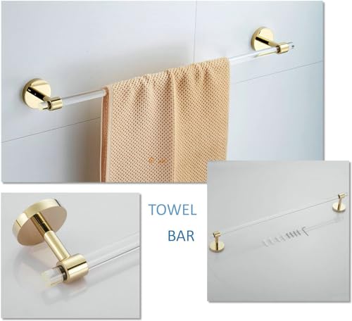 Bathroom Hardware Set Acrylic Gold - Bathroom Accessories Set Towel Bar Towel Rack Set - Wall Mounted Bath Towel Holder Toilet Paper Holder Set 4 Pieces SHUNLI - size: 4-Piece (60cm Towel Bar)