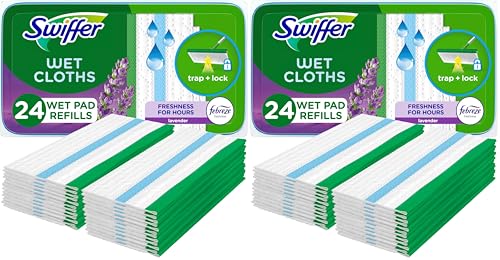 Swiffer Sweeper Wet Mopping Cloths with Febreze Freshness, Lavender Vanilla & Comfort, 24 Count (Pack of 2) - size: 24 Count (Pack of 2)