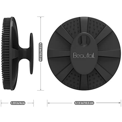 BEAUTAIL Silicone Body Scrubber, Gentle Exfoliating Shower Brush for Body | Hygienic Silicone Loofah, Easy-Grip Handle, Soft Bath Essential Scrubber for Sensitive Skin, Women, Men & Kids, 1 Pack, Black - color: Black 1 Pc