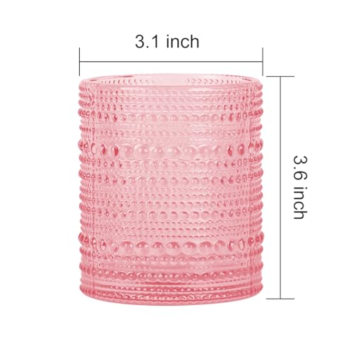 Pink Toothbrush Holders for Bathrooms, Glass Toothbrush Holder with 2 Slot Divider, 10oz Bathroom Tumbler and Mouthwash Cup, Tooth Brush Holder for Brushes, Toothpaste - color: Pink
