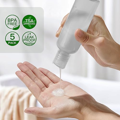 Travel Bottles for Toiletries 3.4 oz - Travel Size Containers for Shampoo Plastic - Small Empty Lotion Squeeze Bottle for Liquid TSA Approved - Leak Proof Mini Conditioner Refillable Clear 100ml - color: Clear-1