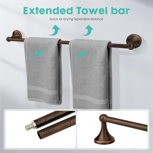 Antique 4 Piece Bathroom Hardware Accessories Set Oil Rubbed Bronze,24 Inch Towel Bar Set with Double Post Pivoting Toilet Paper Holder,Towel Rack Set Vintage,Bathroom Towel Holder Set Bronze - color: Oil Rubbed Bronze