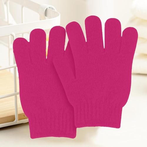 2 PCS Exfoliating Glove Loofah Sponge Exfoliating Body Scrubber Deep Cleansing Removes Dead Skin for Both Women and Men(Rose Red 1) - color: A2-rose Red 1