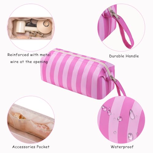 RSRSLEII Large Striped Hair Tools Travel Bag,Waterproof Hair Styling Accessories Storage Case for Shark FlexStyle, Dyson Airwrap Hair Dryer,Curling Iron,Straightener,Revlon Hair Tools(22Rose Red&Pink) - color: 22Rose Red&Pink