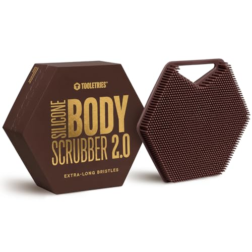 TOOLETRIES Silicone Body Scrubber 2.0, Loofah Alternative - Chocolate | Gentle exfoliating shower scrubber that's quick drying, hygienic and longer lasting than traditional loofahs. - color: Chocolate