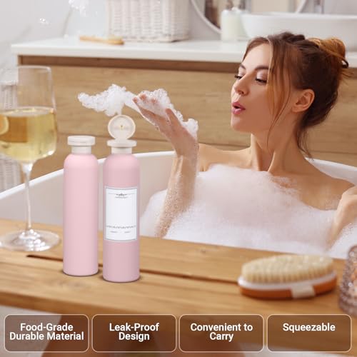 8.8oz Travel Essentials Shampoo Bottles for Toiletries,Empty Plastic Squeeze Bottles with Flip Cap for Toiletries Travel Size Shampoo and Conditioner (3 pack, pink) - color: Pink, size: 8.8 oz