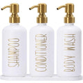 MOMEEMO Shampoo and Conditioner Dispenser Set with Tray, Refillable Shampoo Conditioner Body Wash Dispenser for Shower, Empty Shampoo Bottles with Pump, Bathroom Shower Soap Dispenser Set (Gold) - color: White Gold