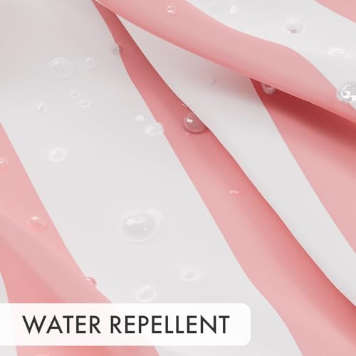 AmazerBath Pink Vertical Stripes Shower Curtain, Cute Pink Stripe Bathroom Shower Curtain with 12 Shower Curtain Hooks, Rustic Fabric Pink and White, 72x72 Inches - color: A- Pink Vertical Stripes+12 Metal Hooks, size: 72"W x 72"L (Pack of 1)