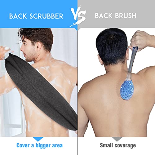Evridwear Exfoliating Back Scrubber for Shower, Back Washer for Men Women | Loofah with Handle, Extended Length, Stretchable, Deep Cleansing for Hard-to-Reach Areas, Skin Massage (Gray) - size: Gray Back Scrubber