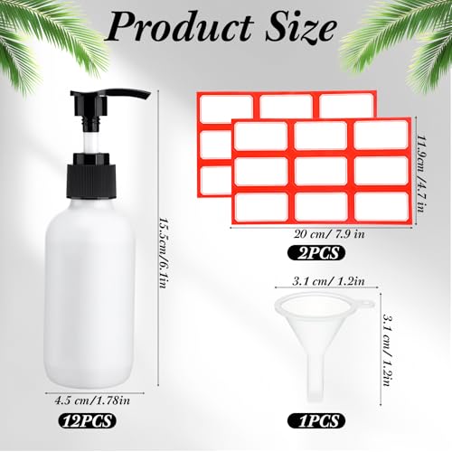 Tanlade 12 Pcs Glass Pump Bottle Dispenser 4 oz Travel Bottles with Pump Refillable Glass Containers for Toiletries Lotion Liquid Soap Shampoo Essential Oils Cosmetic Travel Accessories (White Black) - color: White Black