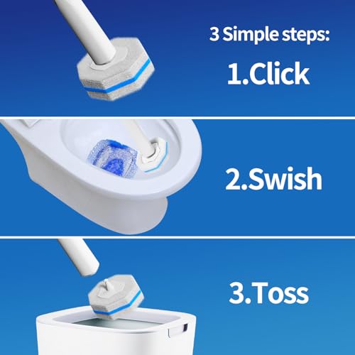 60pc Refills Disposable Toilet mats Brush Cleaning System, Toilet Cleaning Brush, 60 Replacement Brush Heads, No Handle or Base，Toliet Wand Refills,Toilet Bowl Clean Refill Pads,Toilet Scrubber Refill - style: 60 refflls（Without handle）