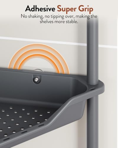 Orimade Rustproof 4 Tier Floor Standing Corner Shower Caddy Organizer, Plastic Aluminum Splicing Floor Corner Shelf Rack Storage Stands for Bathroom,10.8 x 10.8 x 44.6 inches, Grey - color: Grey, size: 4 Tier