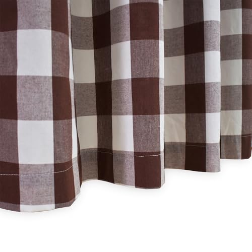 3 Pieces Tier Curtains and Valance Set Buffalo Check Kitchen Tiers Plaid Gingham Rod Pocket Classic Short Small Cafe Curtains Country Farmhouse Cafe Bathroom 54"x18"/27"x30" Brown & White - color: Plaids Brown&white, size: 27"W x 30"L (Pack of 3)