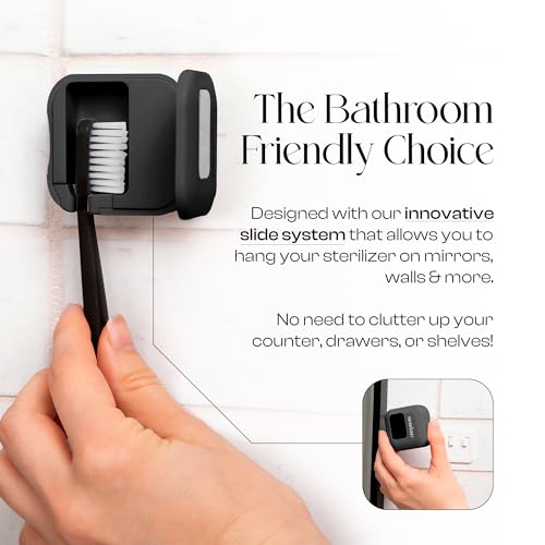Mondano UV-C Toothbrush Sanitizer and Holder, Toothbrush Case - Manual/Electric Toothbrush Cover for Any Toothbrush Head - Rechargeable Toothbrush Travel Case, Tooth Brush Cover Cap for Home - color: Midnight Black