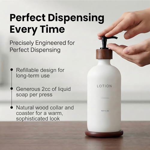 Soap Dispenser Bathroom, Refillable Lotion Dispenser with Tray, Glass Lotion Bottle with Pump, Suitable for Bathroom Countertop Soap Dispensers, Modern Home Decor. (White) - color: White L*1