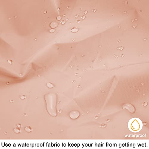 Edoneery Reusable Shower Caps for Women, Waterproof Long Hair Bonnet | Washable Design, Wide Elastic Band, Large Fit, Holds Long Hair, Braids Friendly, Bath Accessories, Spa, Travel - color: Beige