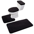 Madeals Memory Foam Bathroom Toilet Rug Set 4 Piece with Toilet Lid Cover and Tank Covers Black - color: Black