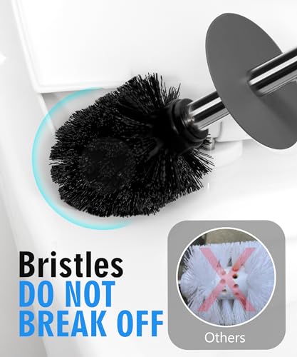 Matt Gray Ceramic Toilet Brush and Holder Set, Freestanding Toilet Bowl Cleaners Brush, Scrubber Brush for Toilet, Bathroom Accessories with Stainless Handle, Deep Cleaning - color: Matt Gray, size: Set/1