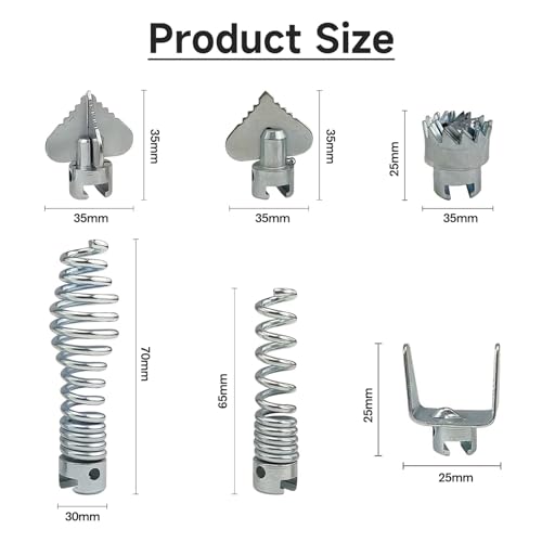 7Pcs Drain Cleaner Combination Cutter Head Set, 16mm Drain Dredging Combination Cutter Head for Ridgid k50 K400 Drain Snake Drain Cleaner - size: 6 Cutter Head