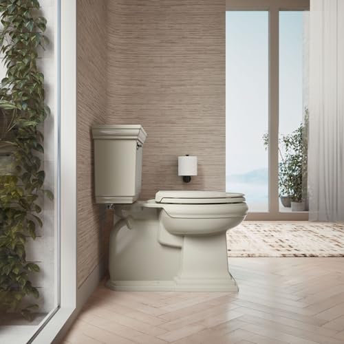 KOHLER 4636-RL-G9 Cachet ReadyLatch Elongated Toilet Seat Slow Close, Soft Close Toilet Seat Quiet Lid, Contoured Grip-Tight Bumpers Installation Hardware, Apartment Essentials, Sandbar - color: Sandbar, size: Elongated