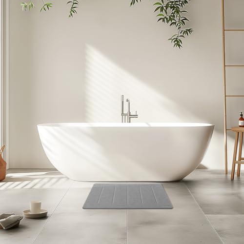 Yolife Stone Bath Mat Large, 32" x 20" Diatomaceous Earth Bath Mat for Bathroom, Super Absorbent Quick Drying Bathroom Stone Mat, Non-Slip Diatomite Shower Mat, Easy to Clean, Dark Grey - color: Dark Grey