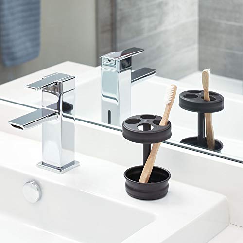iDesign Metal Toothbrush Holder - Bathroom Cup for Bathroom Organization, The Olivia Collection - 3.25" x 3.25" x 5", Matte Black - color: Matte Black