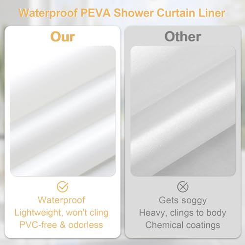MitoVilla 3 in 1 Extra Long Grey Marble Shower Curtain Set-72 W x 84 H, Modern Ripple Shower Curtain and Waterproof Fabric PEVA Liner Set with 12 Stainless Steel Hooks - color: 3 in 1 - Grey, size: 72"W x 84"L (Pack of 1)