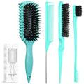 Curl Defining Brush, Curly Hair Brush Products With 3 Pcs Slick Back Hair Brush Set Bristle Brush Edge Control Teasing Comb for women (Green) - color: green