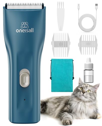 oneisall Pet Clippers for Cat Matted Hair, Quiet Pet Shaver for Cats | Waterproof Cordless Cat Clippers for Matted Long Hair with Storage Bag,Lightweight and Easy to Use for Cat, Pet, Small Dog - color: Green, size: Standard