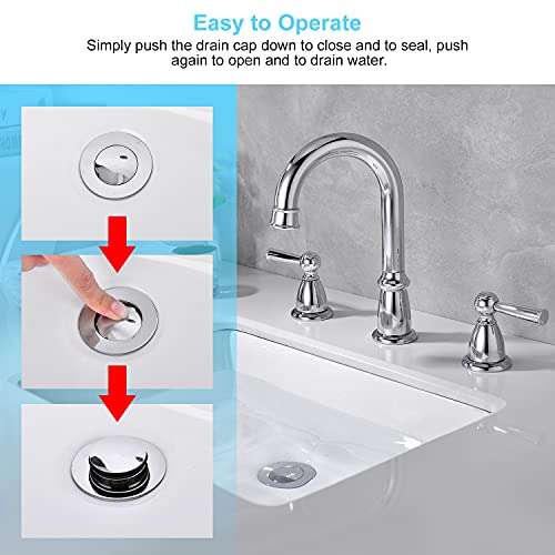 CREA Bathroom Sink Drain Chrome, Sink Stopper Pop Up Drain for Bathroom Vanity Kitchen Sink with Overflow - color: Chrome