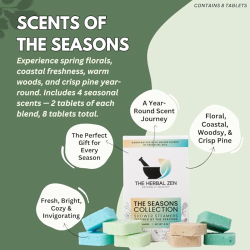 Shower Steamers Aromatherapy Tablets - Variety Pack - Shower Bombs Aromatherapy Made in USA - Mothers Day Gift for Mom - Natural Essential Oils - Shower Bombs Gift Set for Women and Men (8 Pack) - style: Seasonal Variety Pack