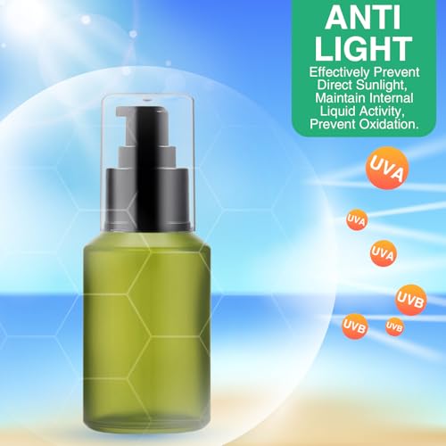 2oz Frosted Glass Pump Bottle Dispenser, 3pcs Empty Travel Size Bottles with Pump, 60ml Refillable Travel Lotion Container, Mini Liquid Containers for Creams Oils Bottle in Mixed Color - color: Green Pink Brown, size: 2 OZ