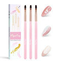 Nail Art Clean Up Brushes - 3Pcs Nail Art Brush Set with Flat/Oval/Fine Angled Gel Brush, Nail Extension Tool for Professional DIY Home Salon(Clear Pink) - color: Clear Pink