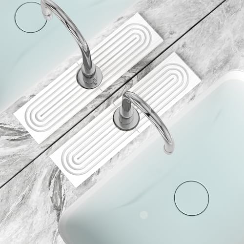 2 PCS Diatomite Stone Faucet Mat for Kitchen Sink, Dark Grey, Quick Drying Water Absorbing Pad, Sink Splash Guard & Protector for Kitchen and Bathroom Counter (White-Short) - color: White-Short