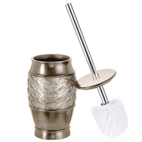 Creative Scents Dublin Silver Toilet Brush Set - Toilet Bowl Cleaner Brush and Holder - Decorative Bathroom Cleaner Brush - Space Saving Design Toilet Bowl Scrubber - color: Silver