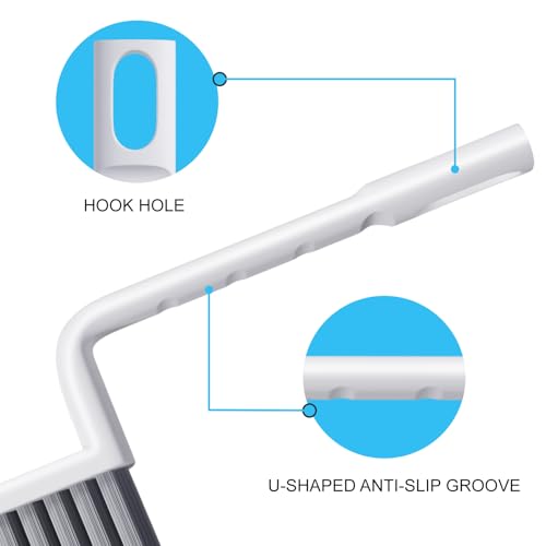 MIXVOVA V-Shaped Grout Cleaner Brush, 3 Pcs Grout Brushes for Tile Floor, Handheld Grout Cleaning Brushes Set with 3 Hooks for Shower, Bathroom, Kitchen, Home Use, Stiff Bristle