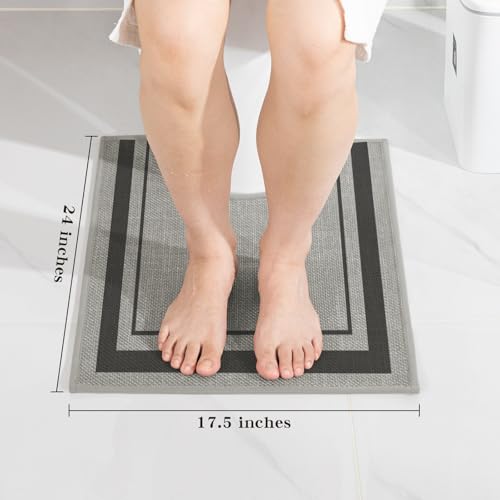 chakme Bathroom Rugs Mat U-Shaped 24x17, Ultra Thin Non Slip Bath Mat Small Quick Dry Absorbent Bath Mat for Bathroom Floor, (Dark Grey, U-24"x17") - color: Dark Grey, size: U-Shaped (24" x 17")