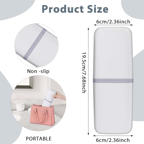 COMNICO Travel Toothbrush Cup Case Portable PP Seal Tooth Brush Holders Cover Multi-Function Toothpaste Storage Container Cup for Home School Camping Business Trip Bathroom(White) - color: White