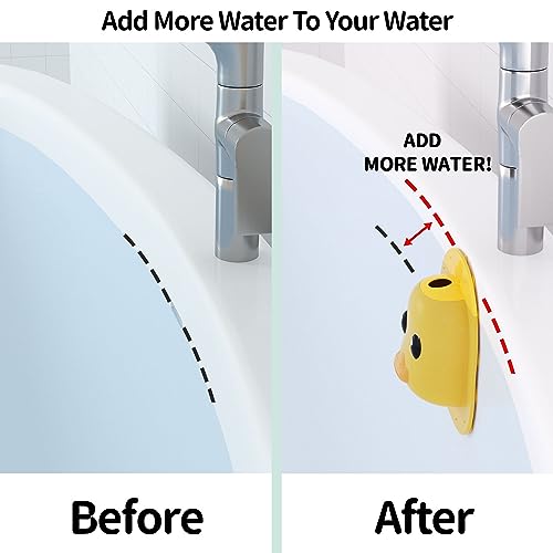 Bathtub Overflow Drain Cover - Silicone Bath Tub Drain Cover, Tub Overflow Drain Stopper with Suction Cups, Duck Overflow Cover Adds Inches of Water for Deeper Bath, Bathroom Spa Relaxing Accessory - color: Duckyellow