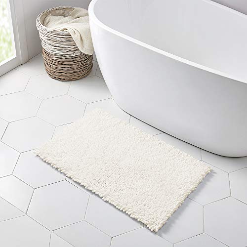 Walensee Bathroom Rug Non Slip Bath Mat (32x20 Inch Ivory) Water Absorbent Super Soft Shaggy Machine Washable Dry Extra Thick Perfect Absorbant Best Large Plush Carpet for Shower Floor - color: Ivory, size: 1'8" x 2'8" (Rectangular)